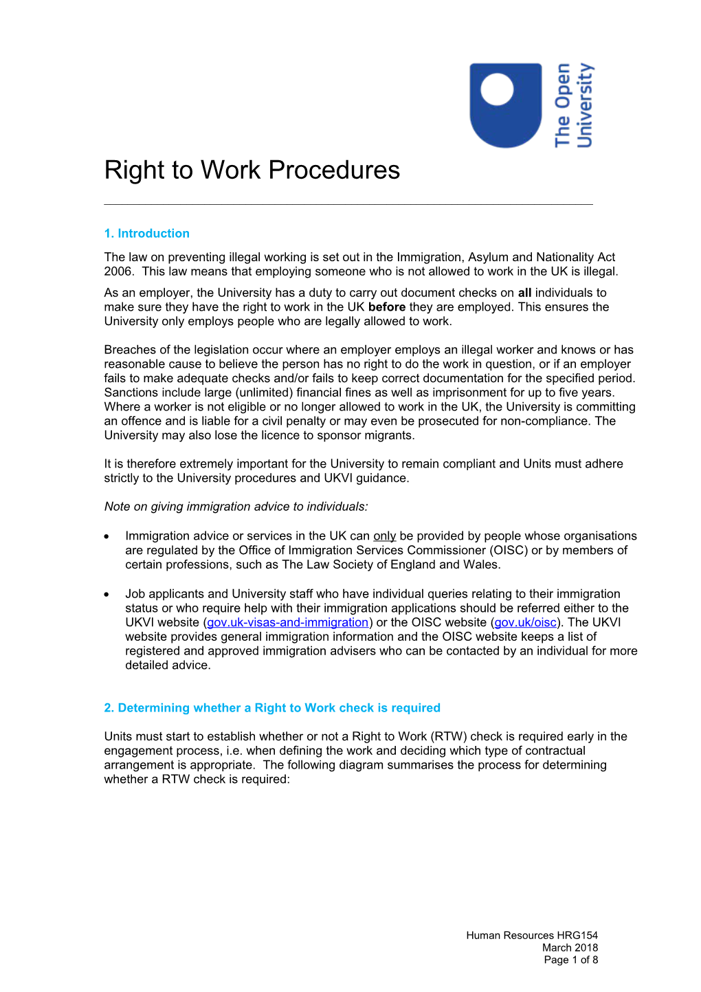 Right to Workprocedures