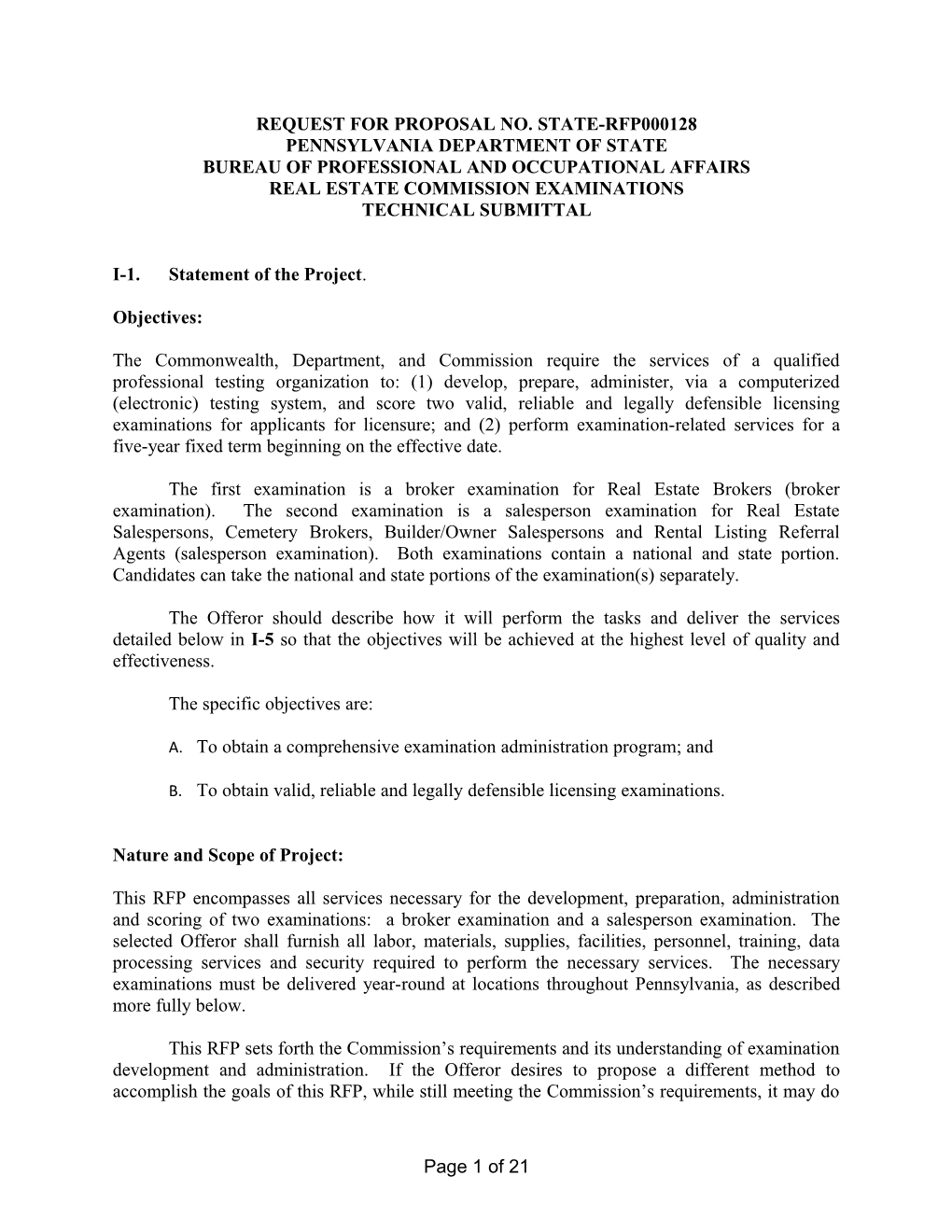 Request for Proposal No.State-Rfp000128