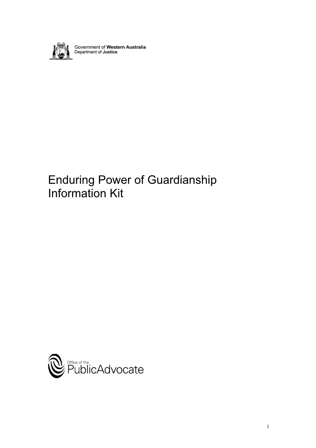 Enduring Power of Guardianship Information Kit - Without EPG Form