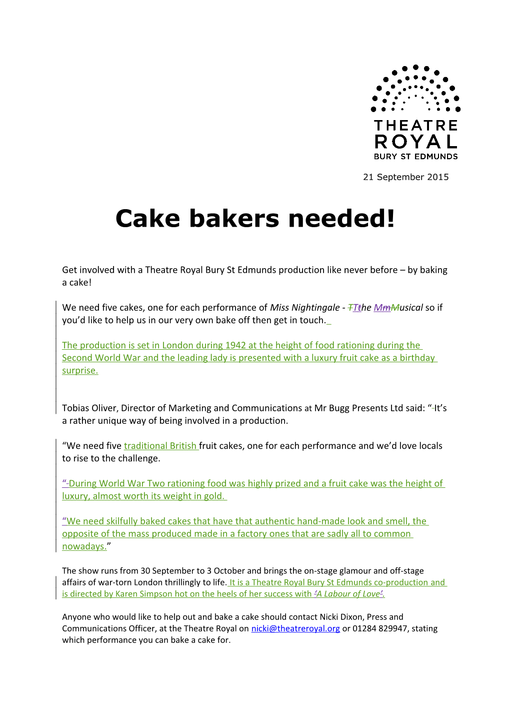 Cake Bakers Needed!