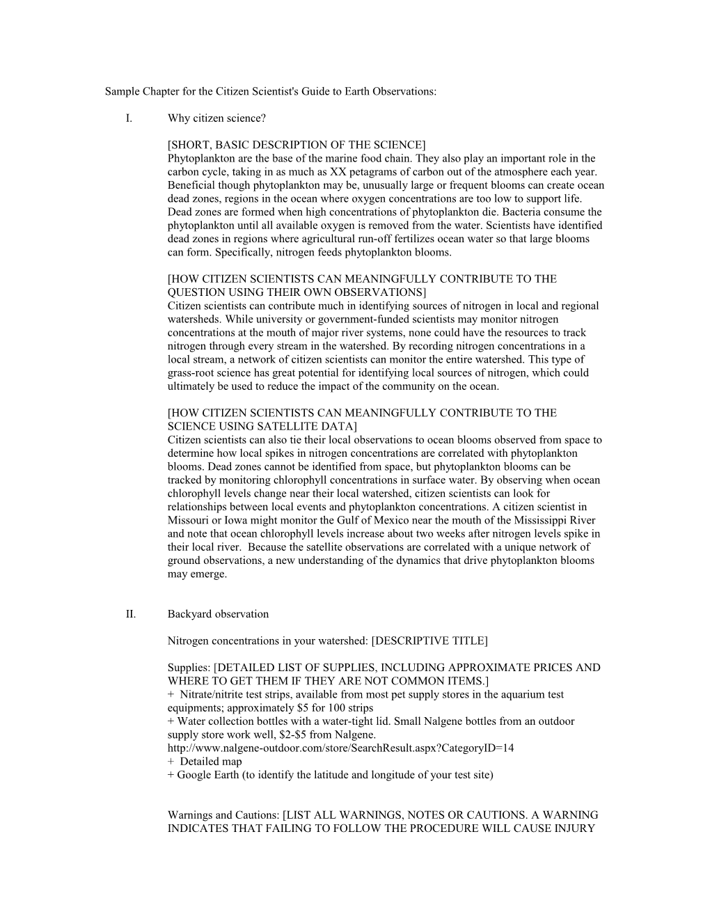 Sample Chapter for the Citizen Scientist's Guide to Earth Observations