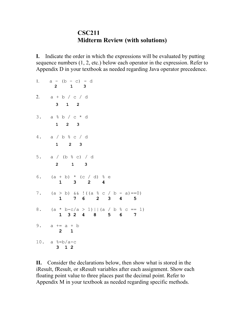 Midterm Review (With Solutions)