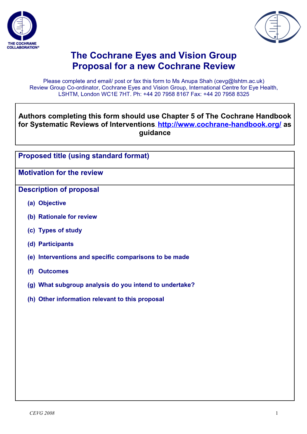 CEVG Title Registration Form