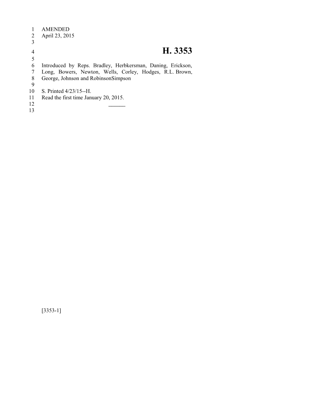 2015-2016 Bill 3353 Text of Previous Version (Apr. 23, 2015) - South Carolina Legislature Online