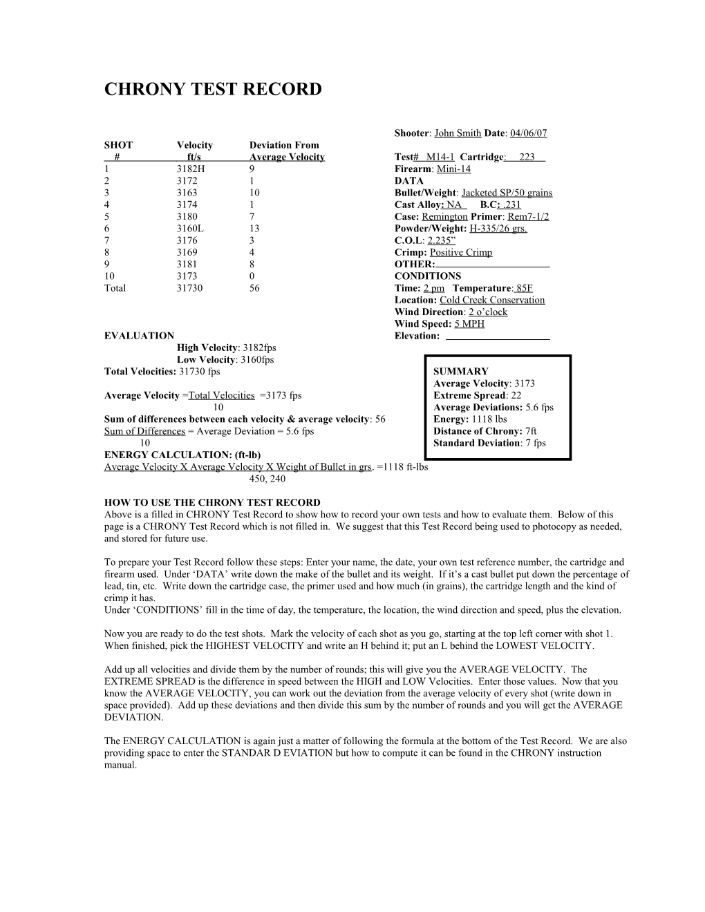 Chrony Test Record