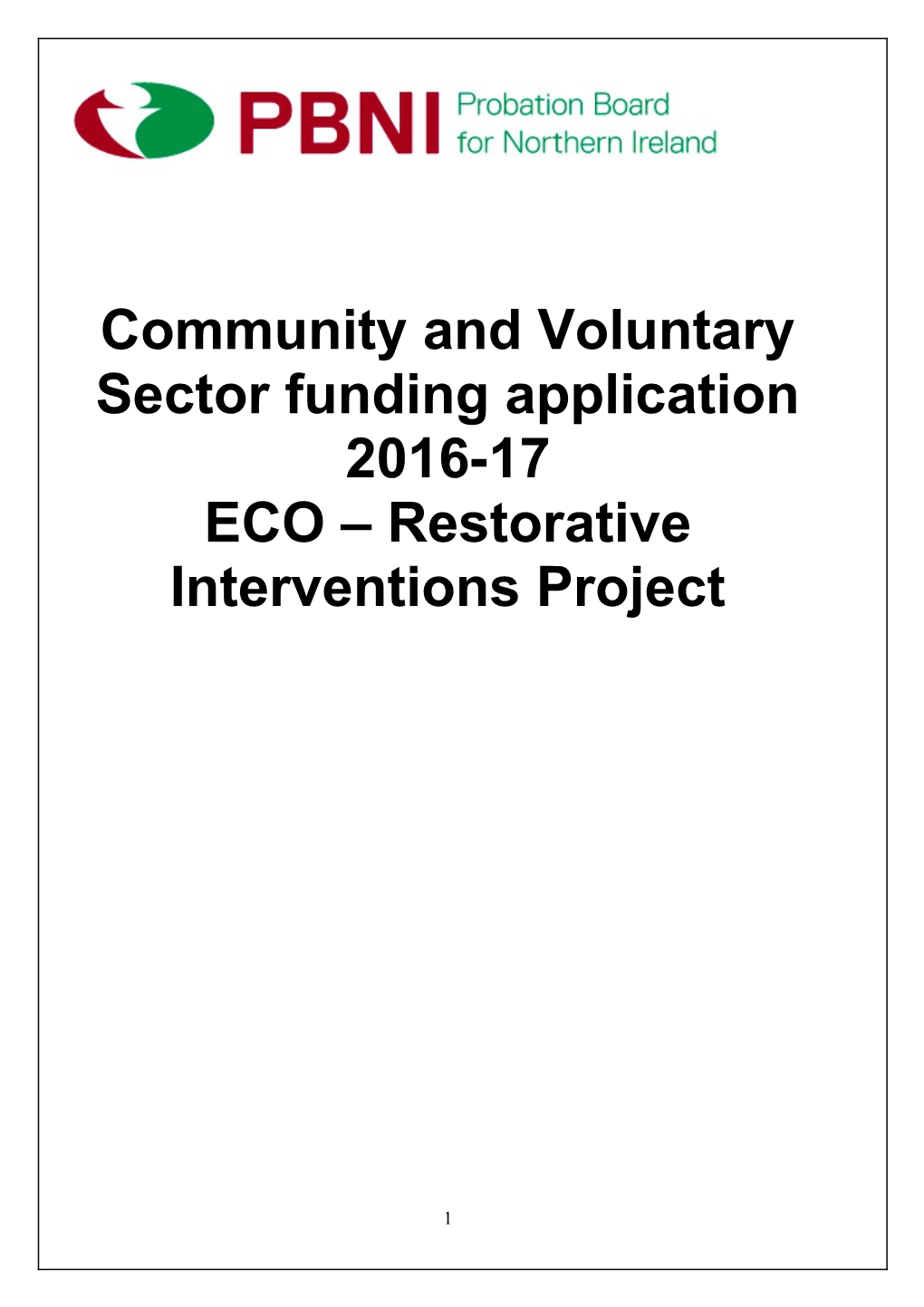 Community and Voluntary Sector Funding Application