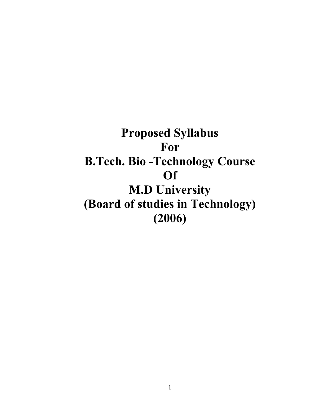 B.Tech. Bio -Technology Course