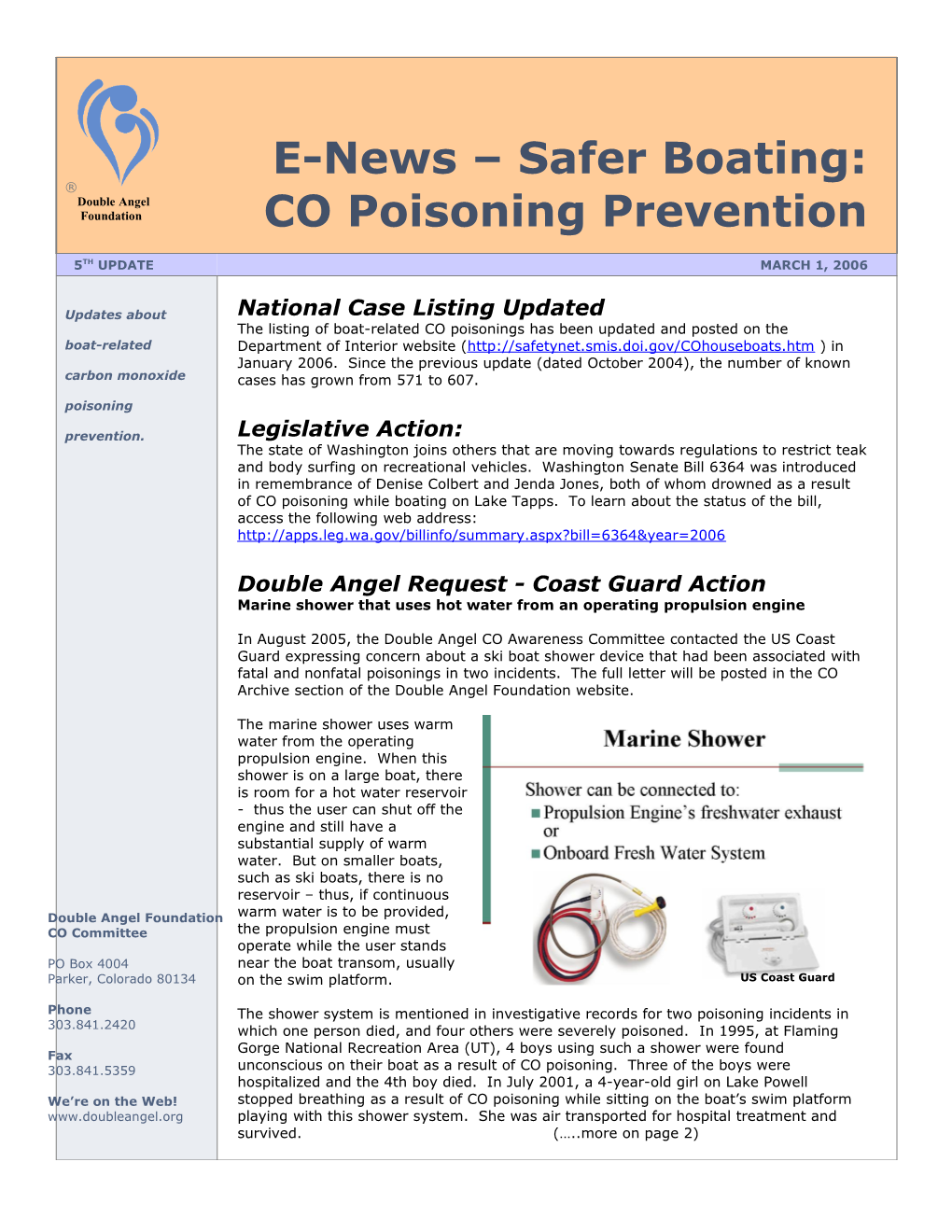 E-News Safer Boating: CO Poisoning Prevention