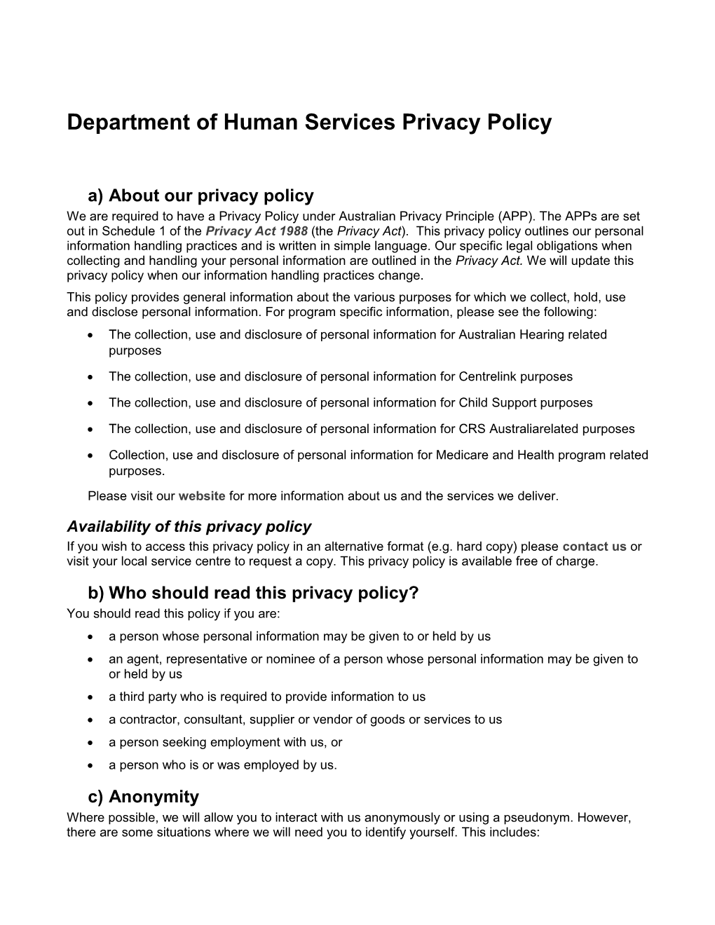 DHS Privacy Policy