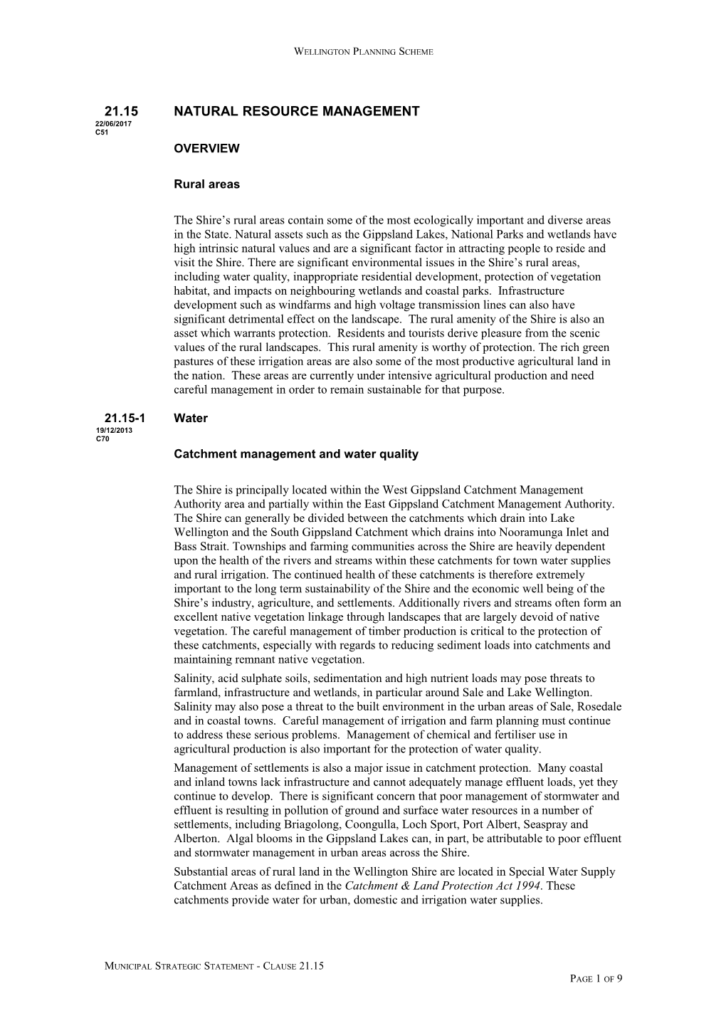 Catchment Management and Water Quality