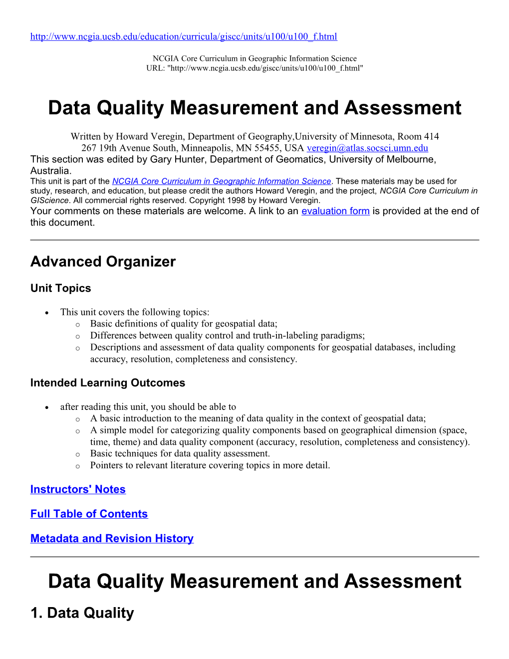 NCGIA Core Curriculum in Geographic Information Science