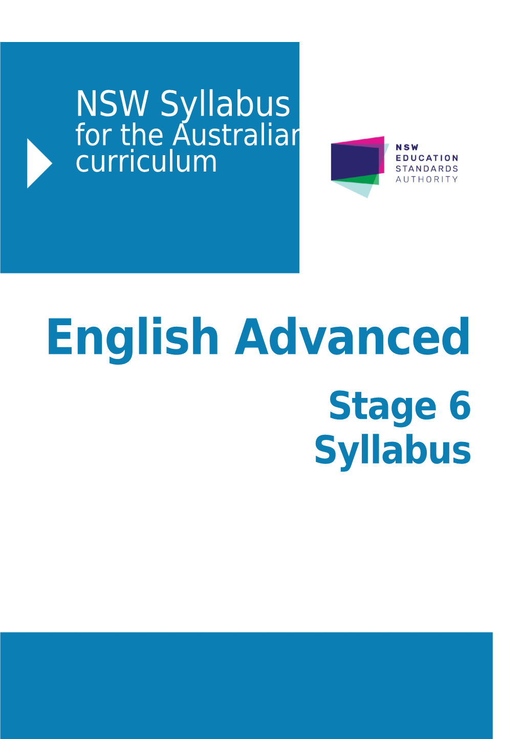 English Advanced Stage 6 Syllabus 2017