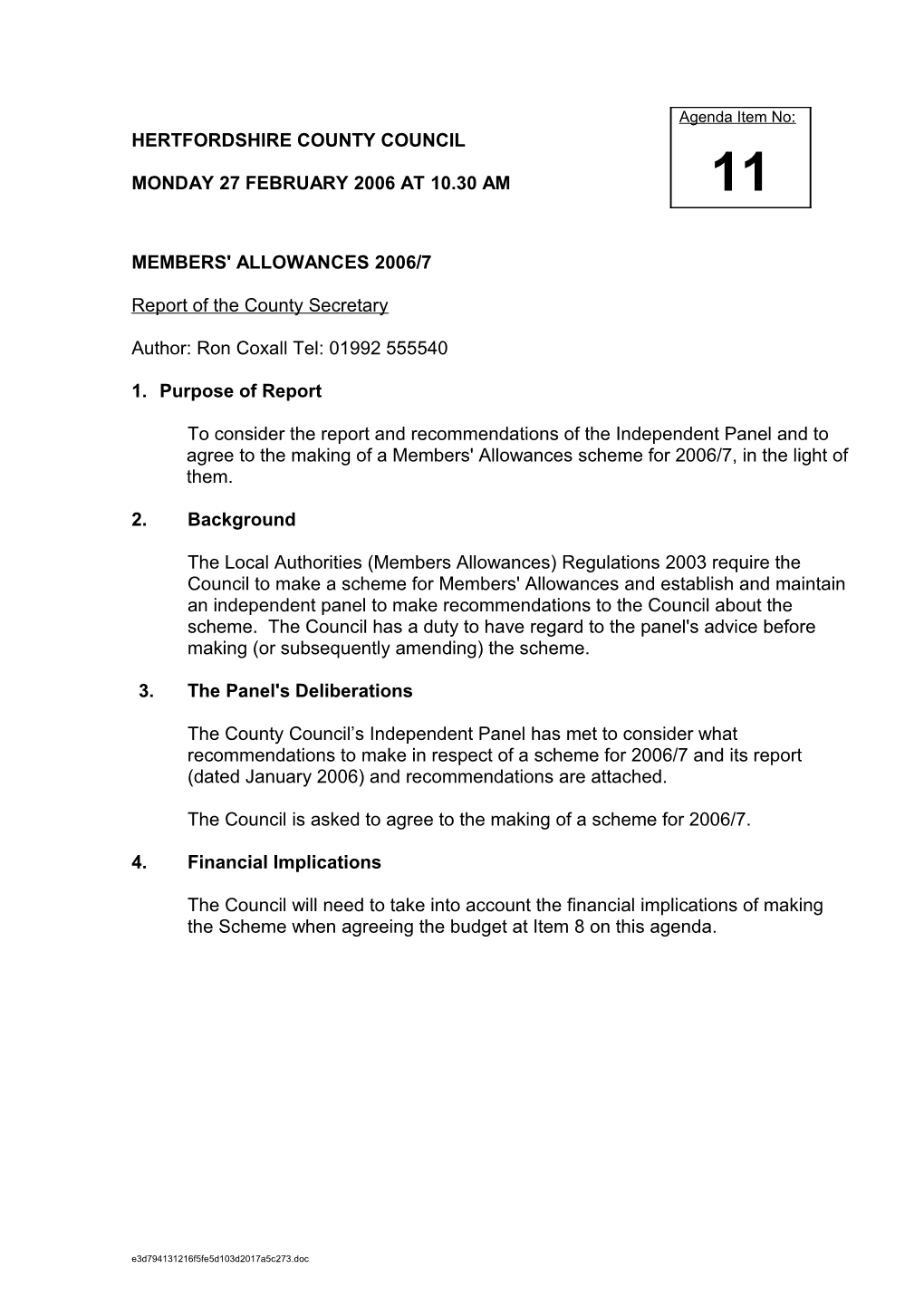 Members' Allowances 2006/7