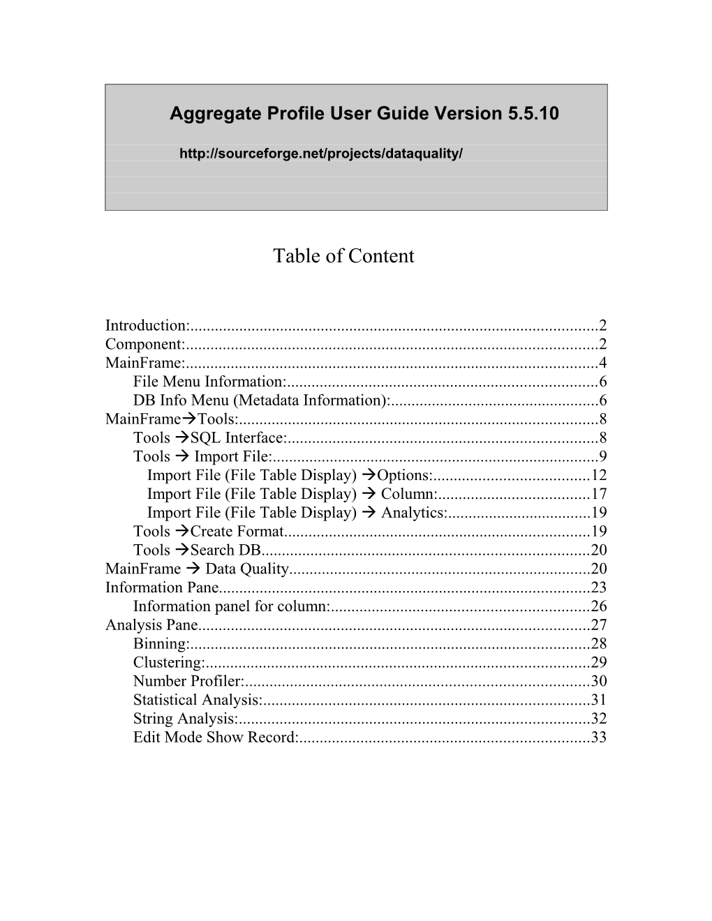 Aggregate Profile User Guide Version 4