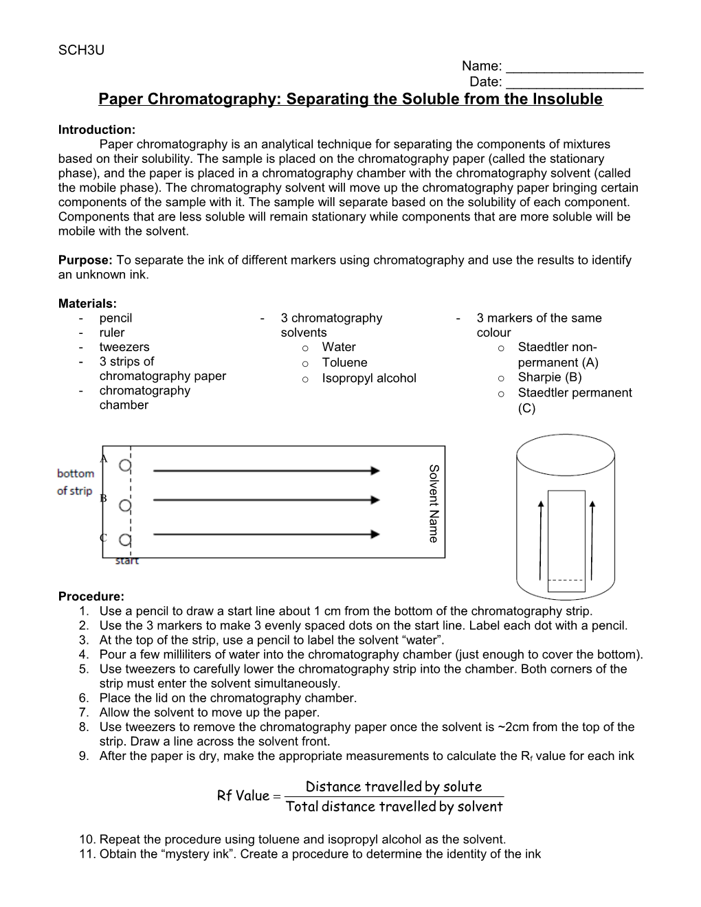 Paper Chromatography: Separating the Soluble from the Insoluble