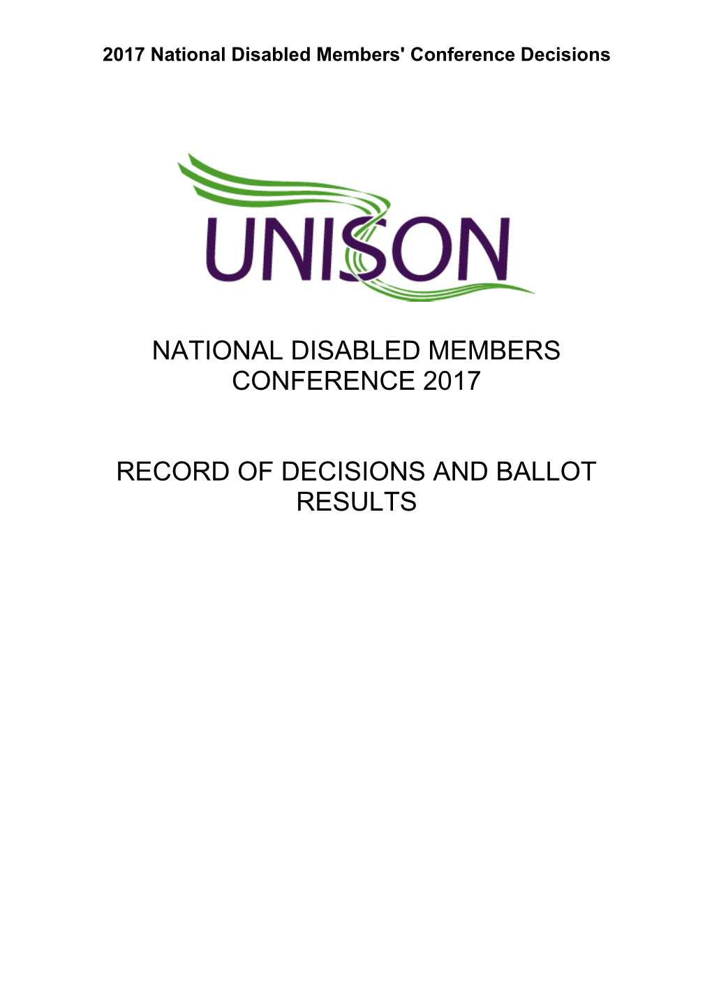 2017 National Disabled Members' Conferencedecisions