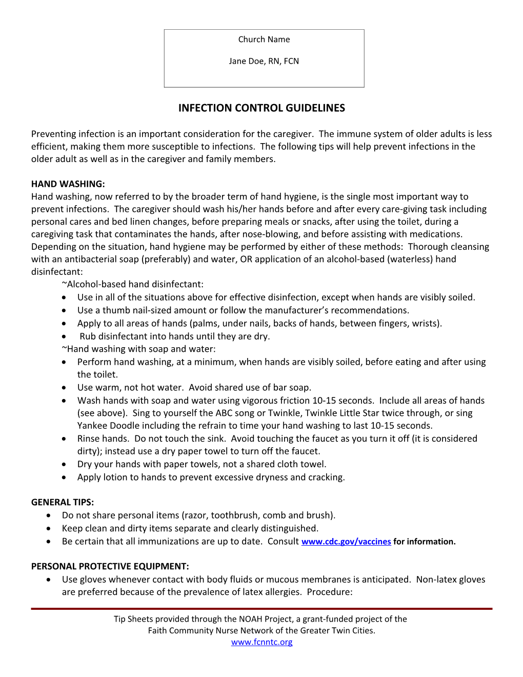 Infection Control Guidelines