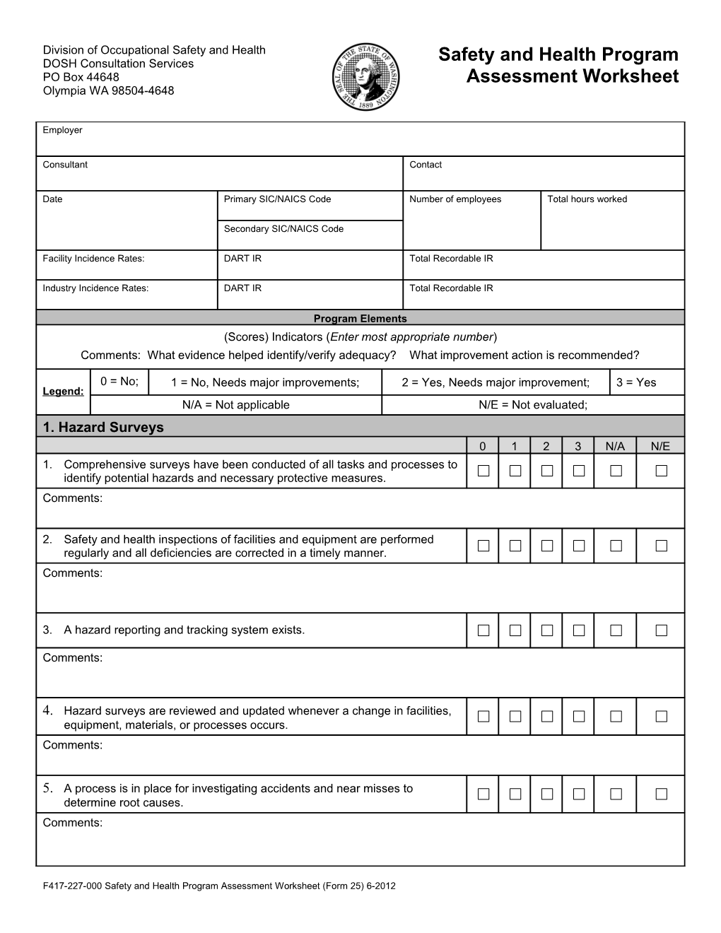 Safety and Health Programassessment Worksheet