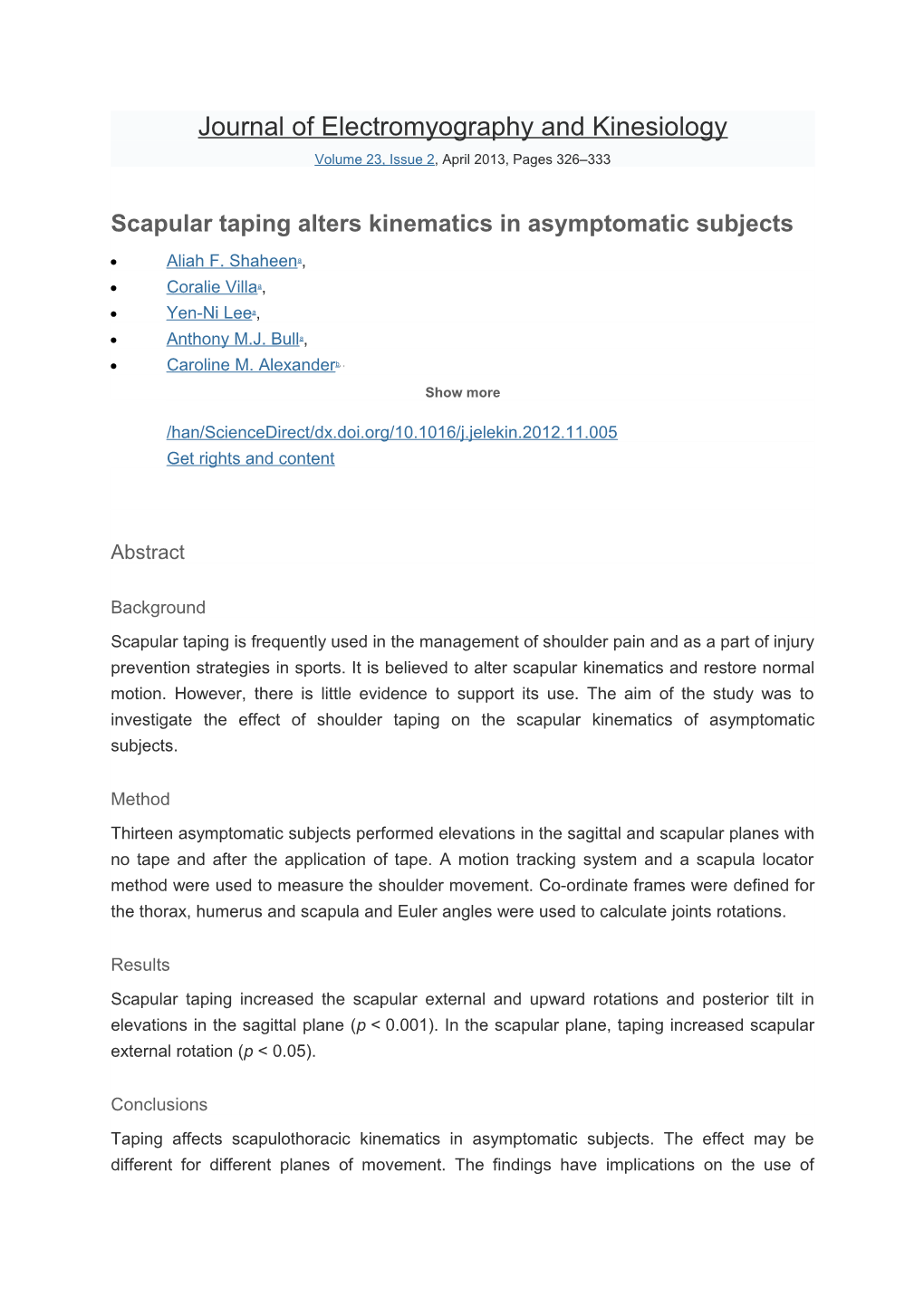 Journal of Electromyography and Kinesiology