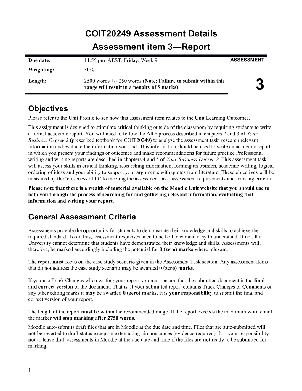 Assessment Item 3 Report