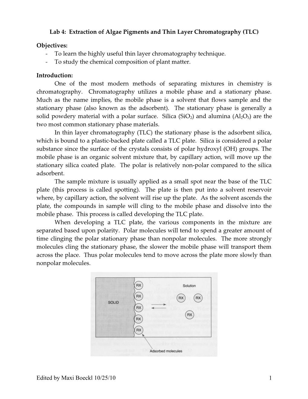 Lab 4: Extraction of Algae Pigments and Thin Layer Chromatography (TLC)