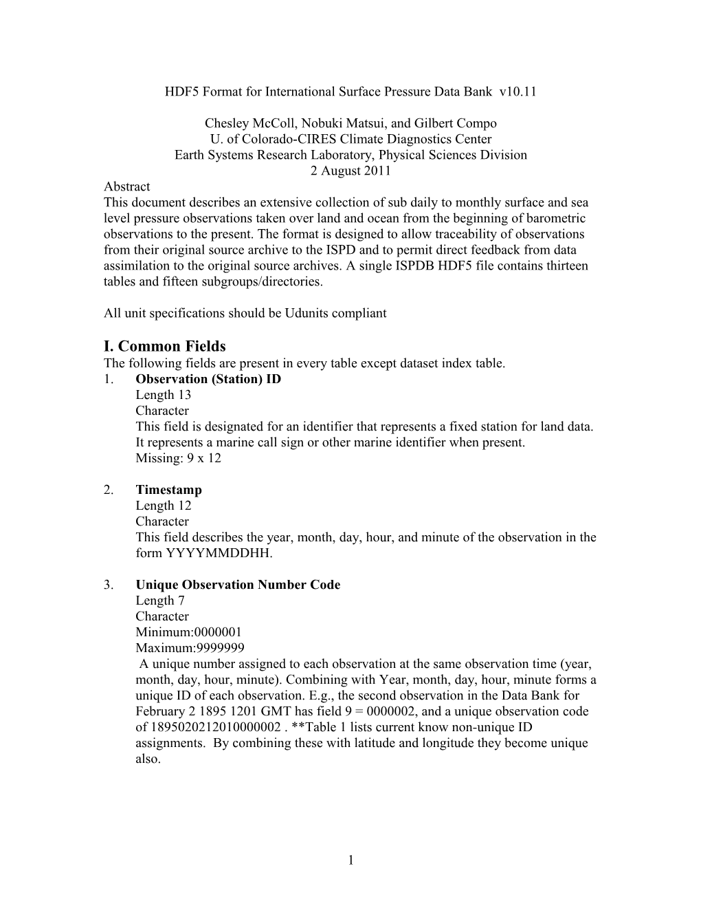 HDF5 Format for International Surface Pressure Data Bank V10.11