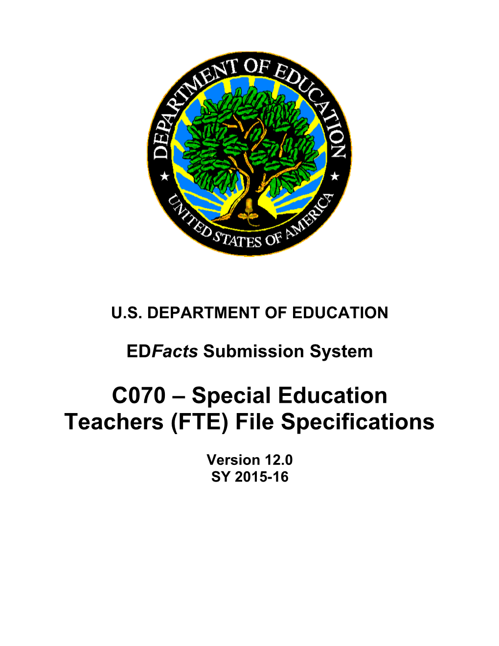 Special Education Teachers (FTE) File Specifications (Msword)