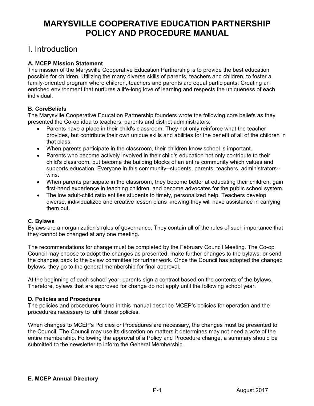 Marysville Cooperative Education Partnership Policy and Procedure Manual
