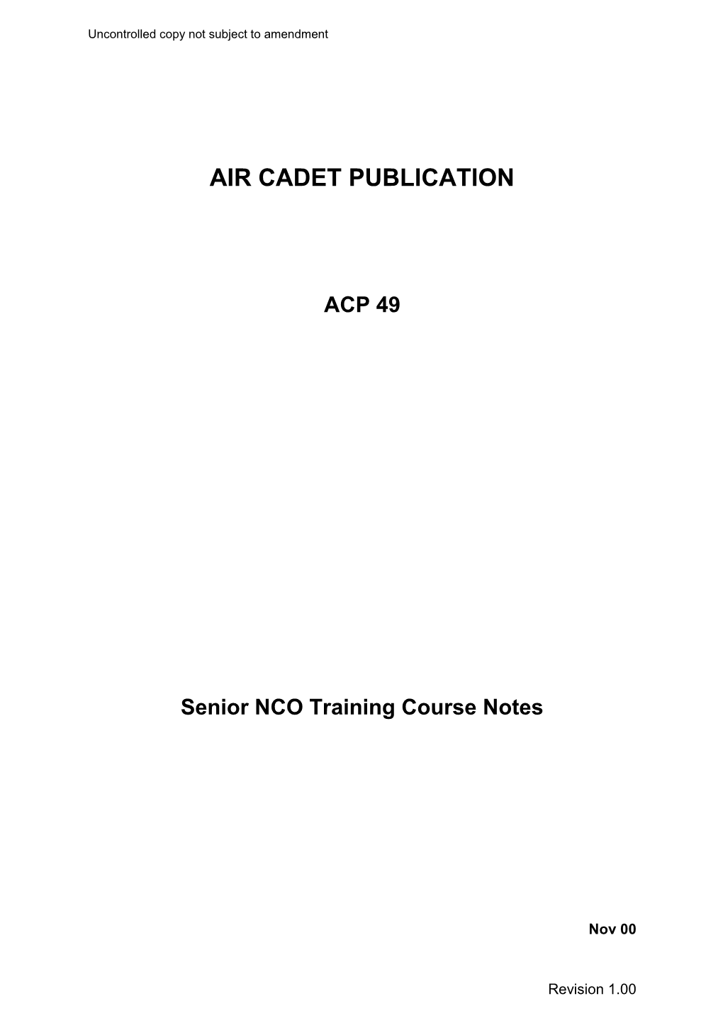 Senior NCO Training Course Notes