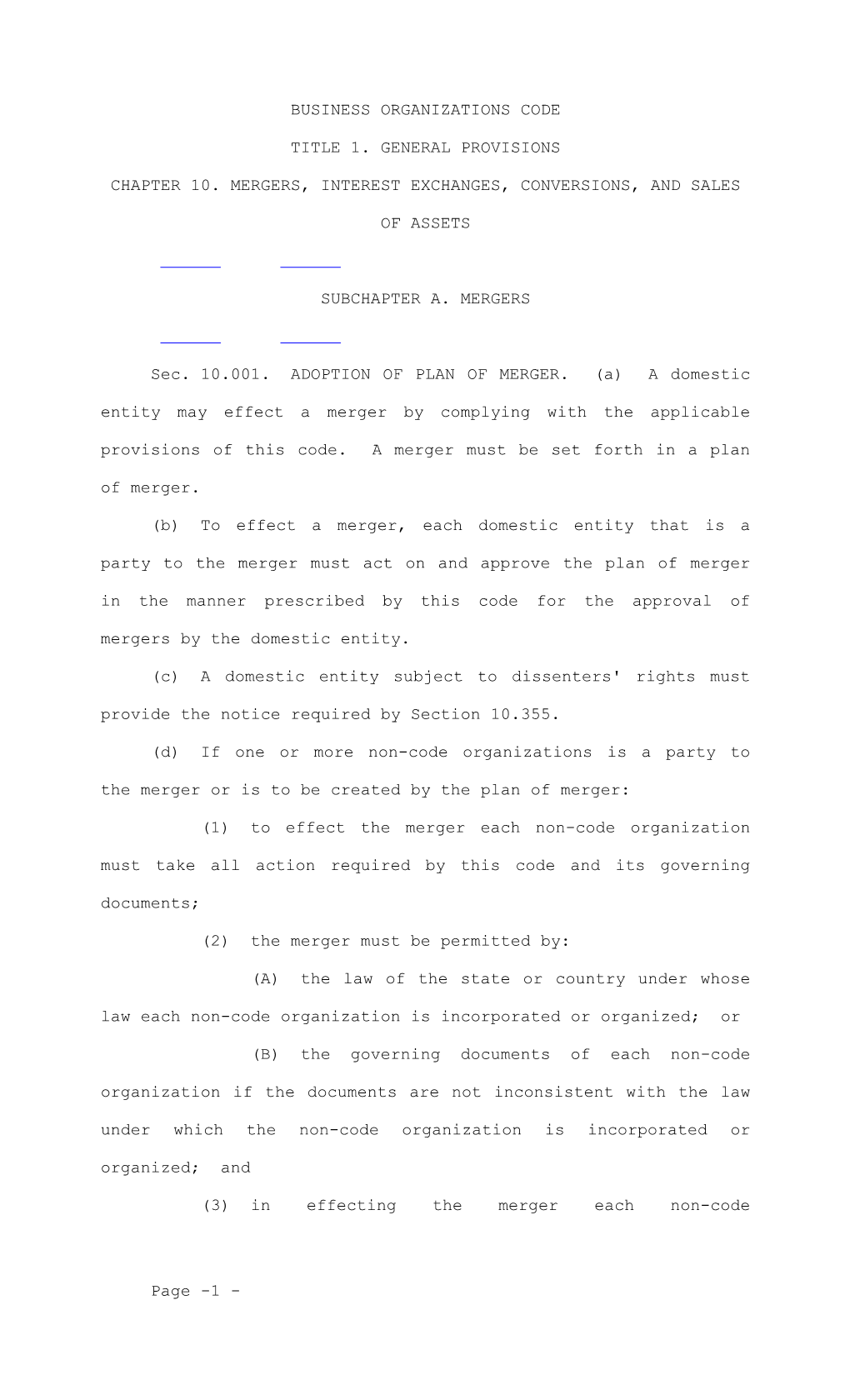 Chapter 10. Mergers, Interest Exchanges, Conversions, and Sales of Assets