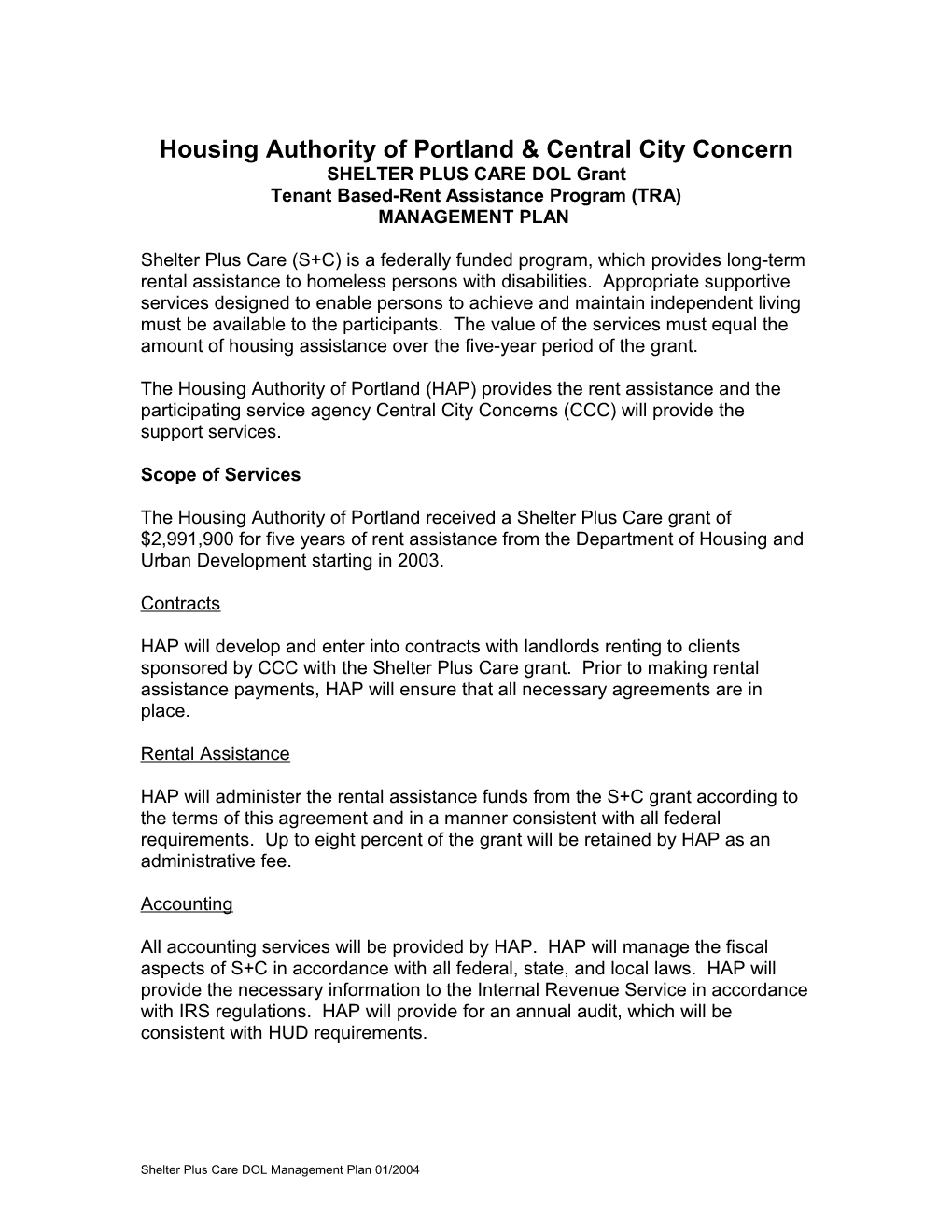 Housing Authority of Portland & Central City Concern