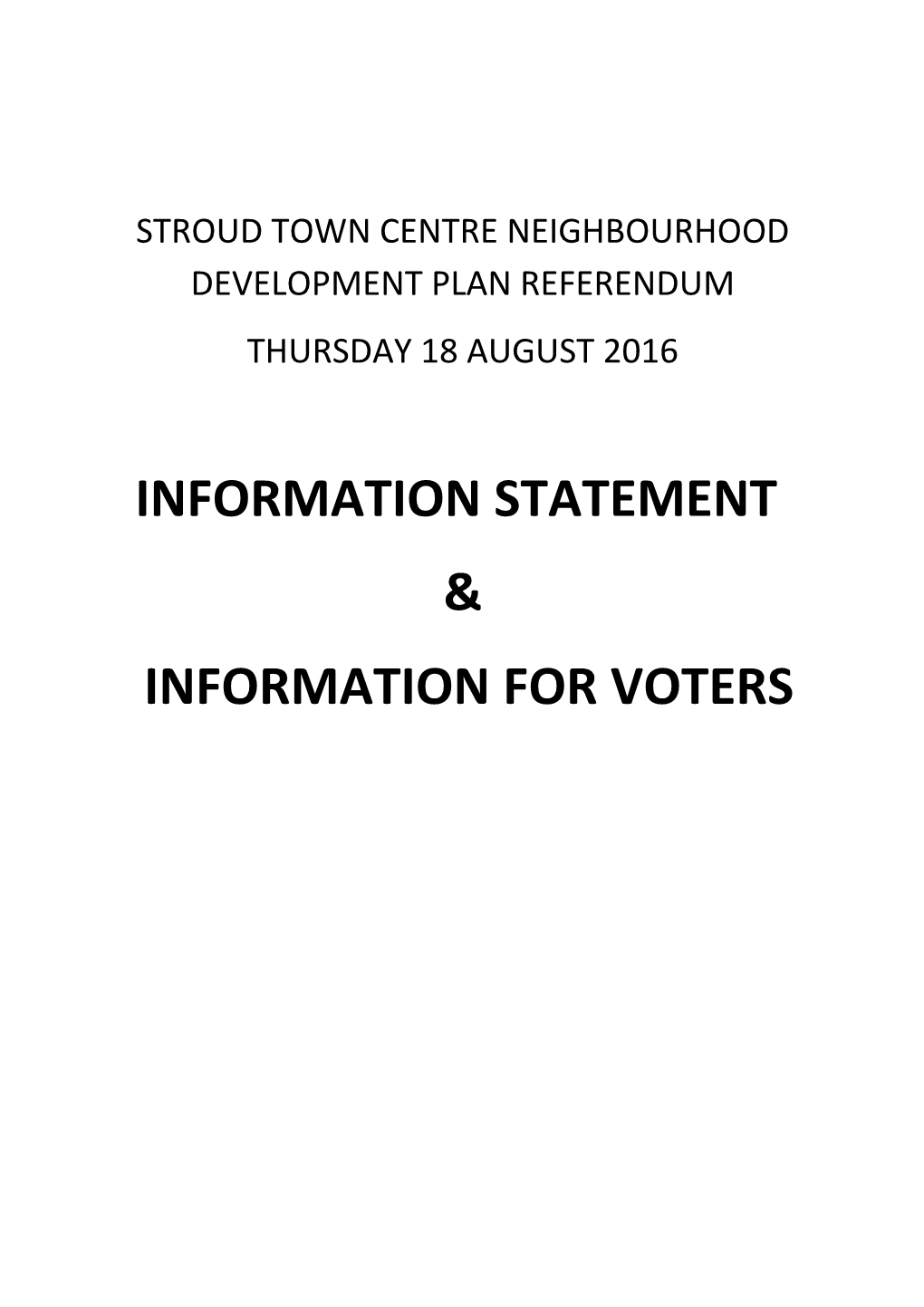 Stroud Town Centre Neighbourhood Development Plan Referendum