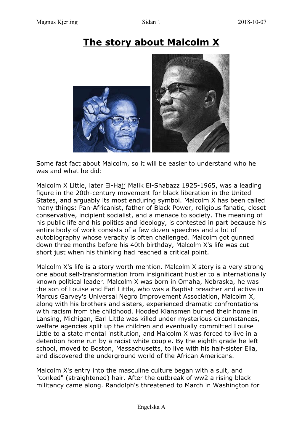 The Story About Malcolm X