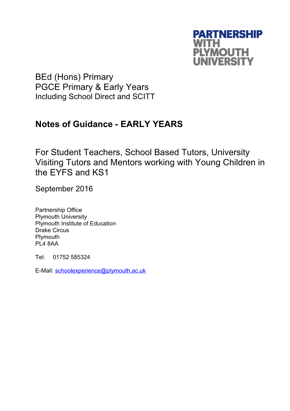 PGCE Primary & Early Years