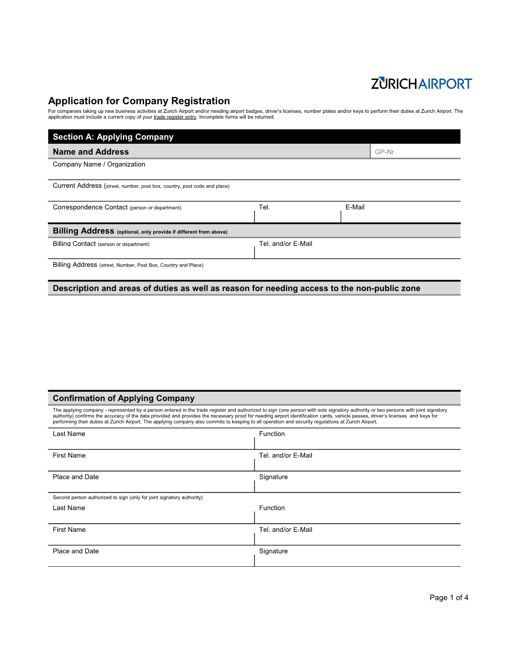 Application for Company Registration