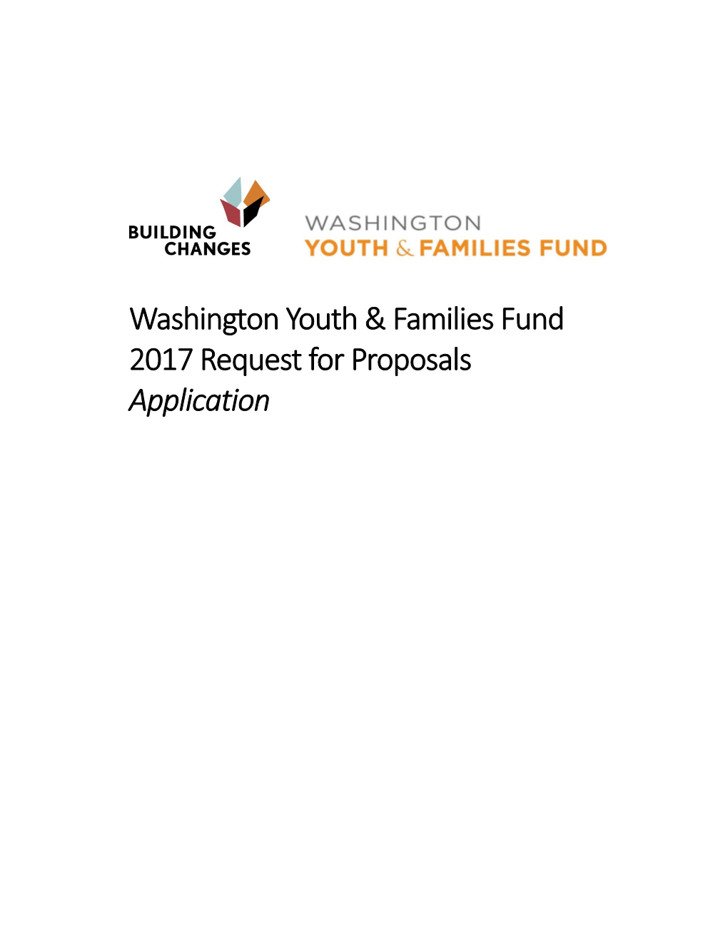 Washington Youth & Families Fund Application Cover Sheet