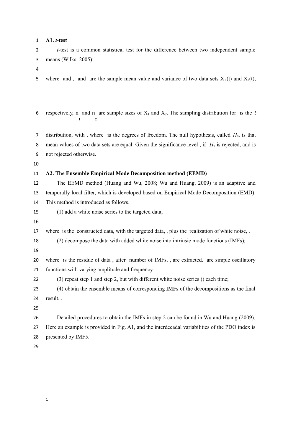 A2. the Ensemble Empirical Mode Decompositionmethod (EEMD)