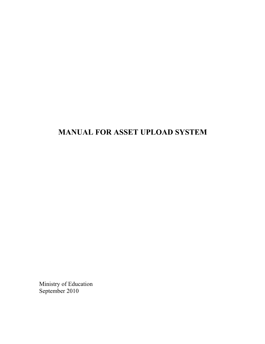 Manual for Asset Upload System