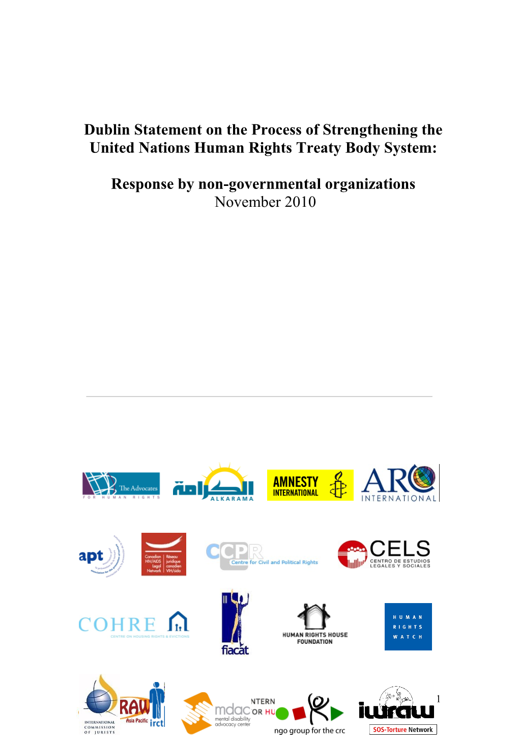 This Paper Is Presented by 20 Non-Governmental Organizations (Ngos) Who Contribute Directly