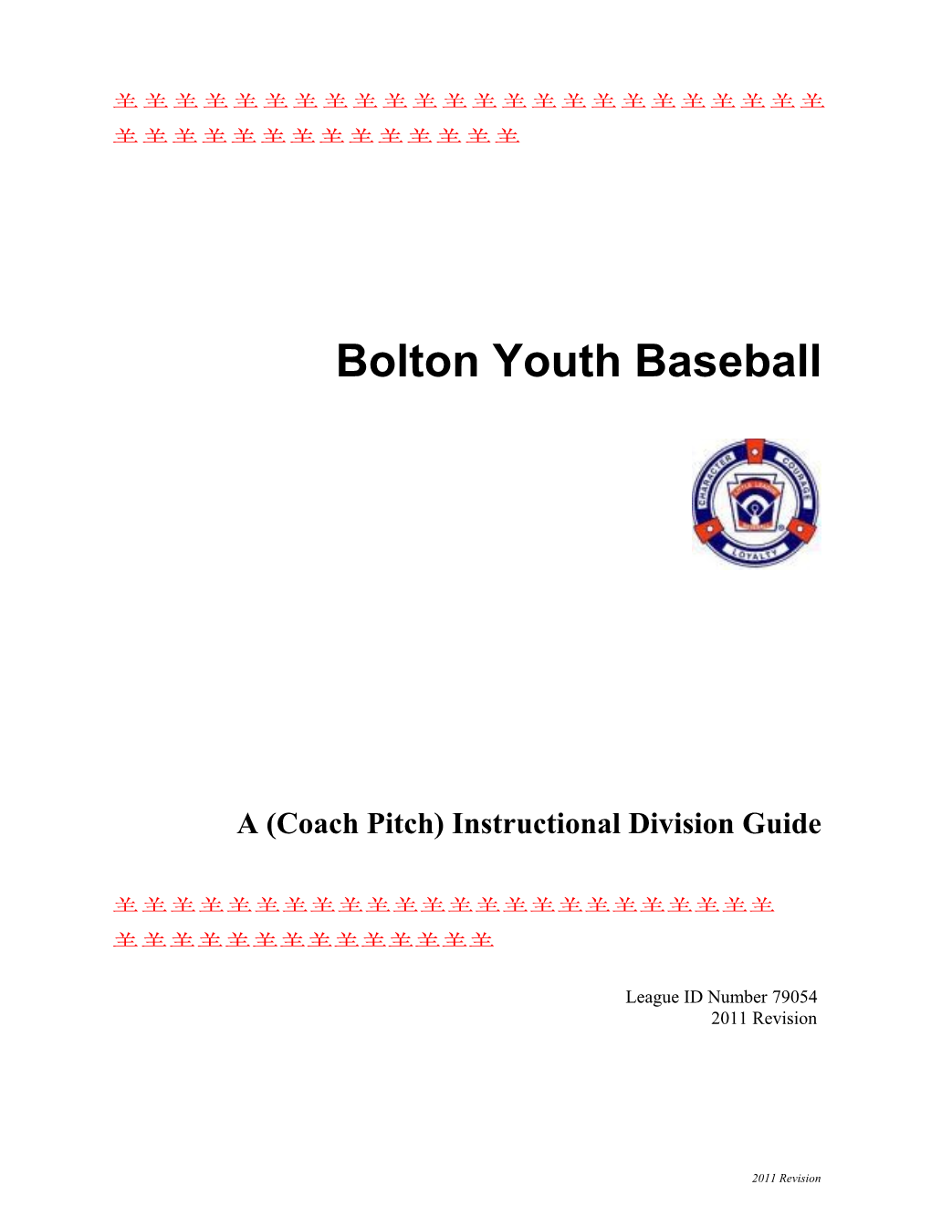 A (Coach Pitch) Instructional Division Guide