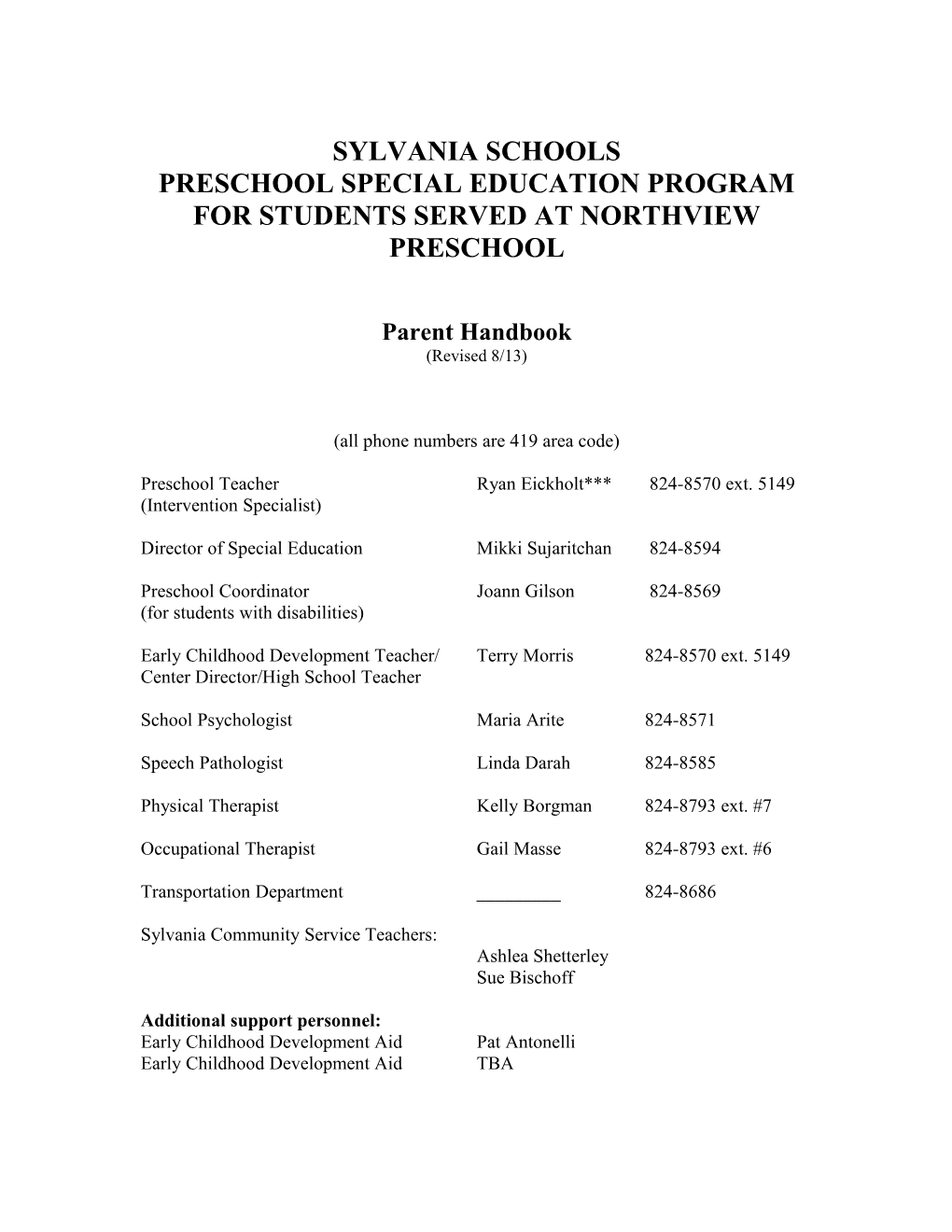 Preschool Special Education Program