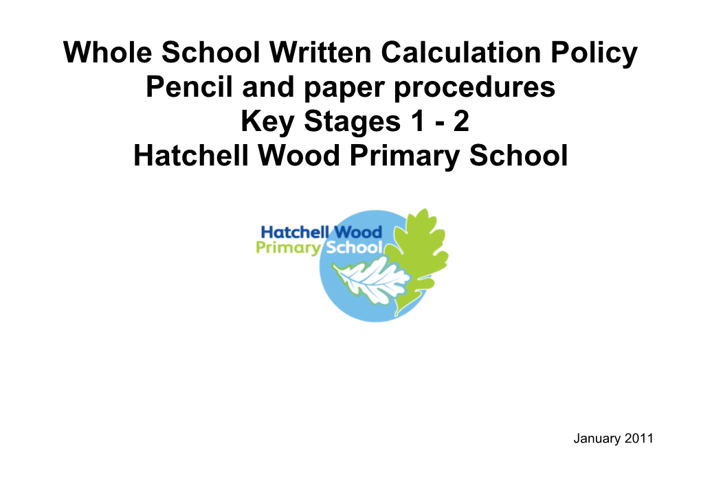 Whole School Written Calculation Policy