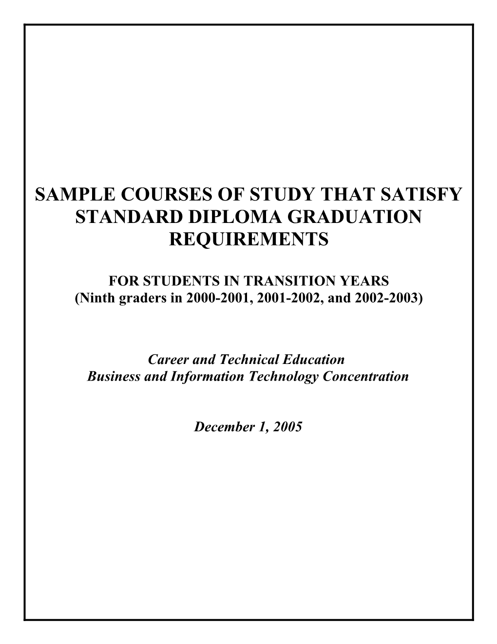 Sample Courses of Study