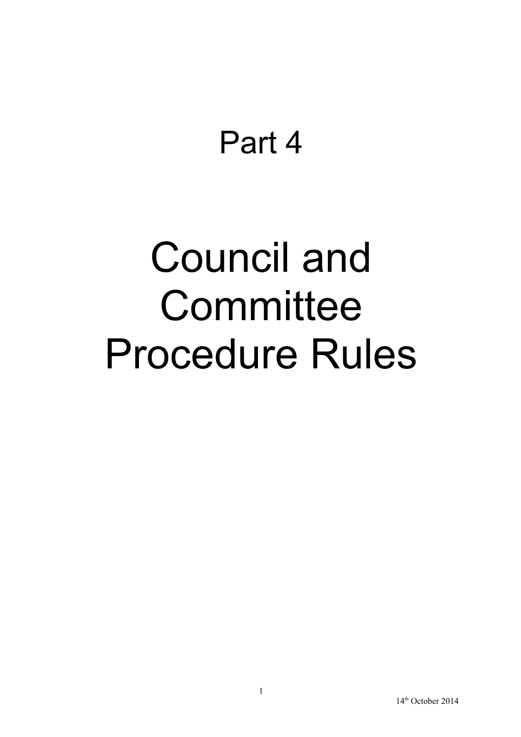 Council and Committee Procedure Rules