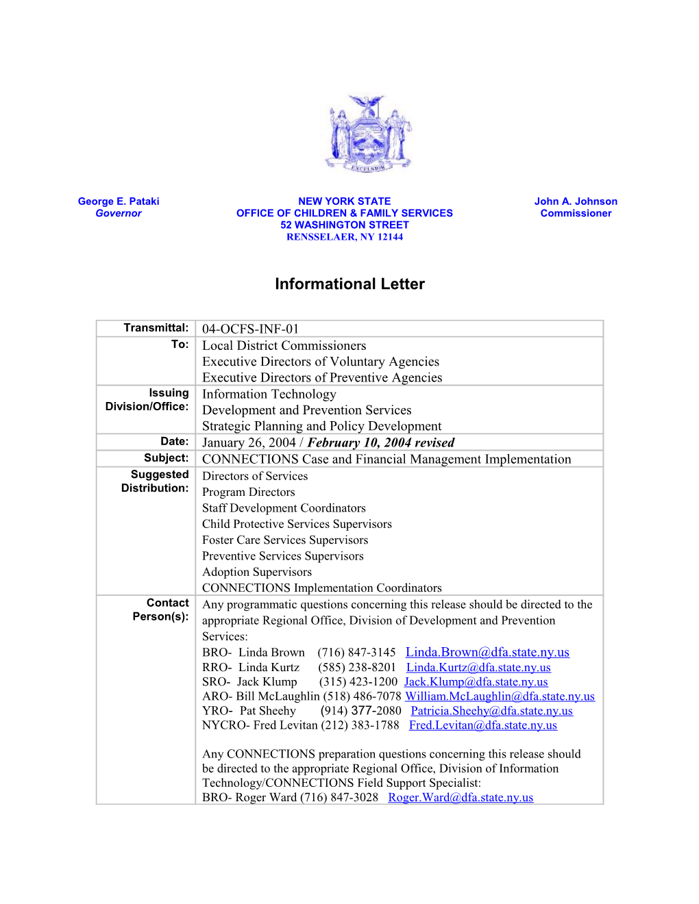 CONNECTIONS Case and Financial Management Implementation