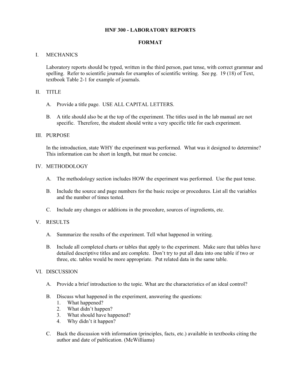 Hnf 300 - Laboratory Reports