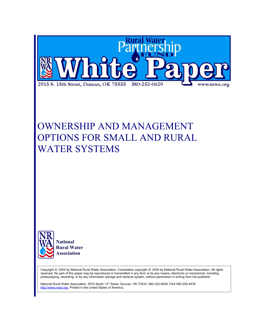 Ownership and Management Options