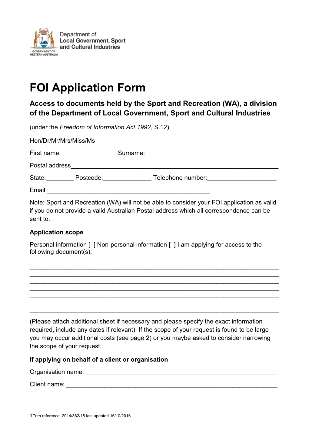 FOI Application Form