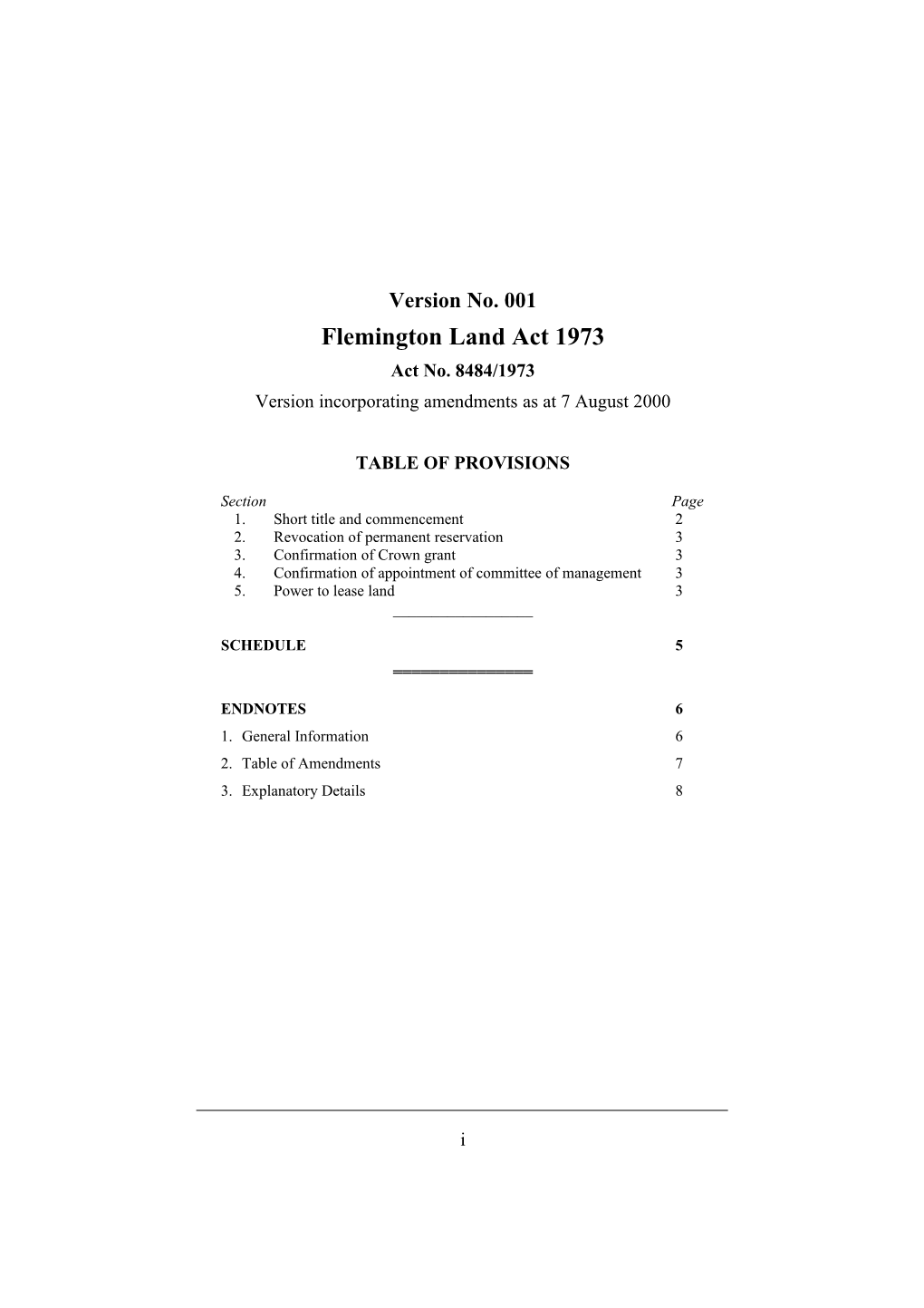 Flemington Land Act 1973