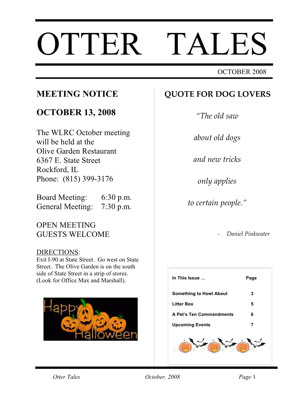 Otter Tales October, 2008 Page 1